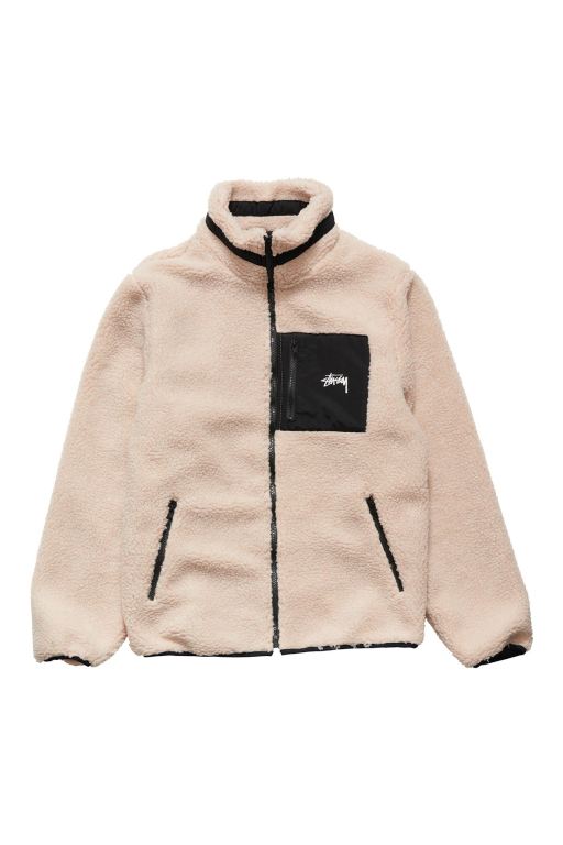 Stussy Mens Stock Sherpa Jackets White - KGLVD6395